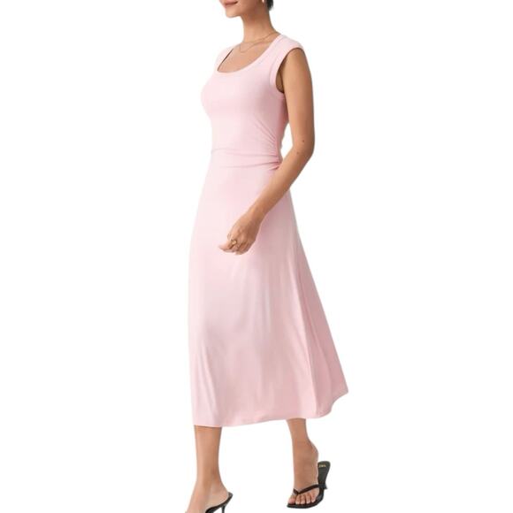 NWT OGL Scoop Neck Side Ruched Airy Brami Midi Dress Eco Skinkiss Medium - Picture 2 of 9